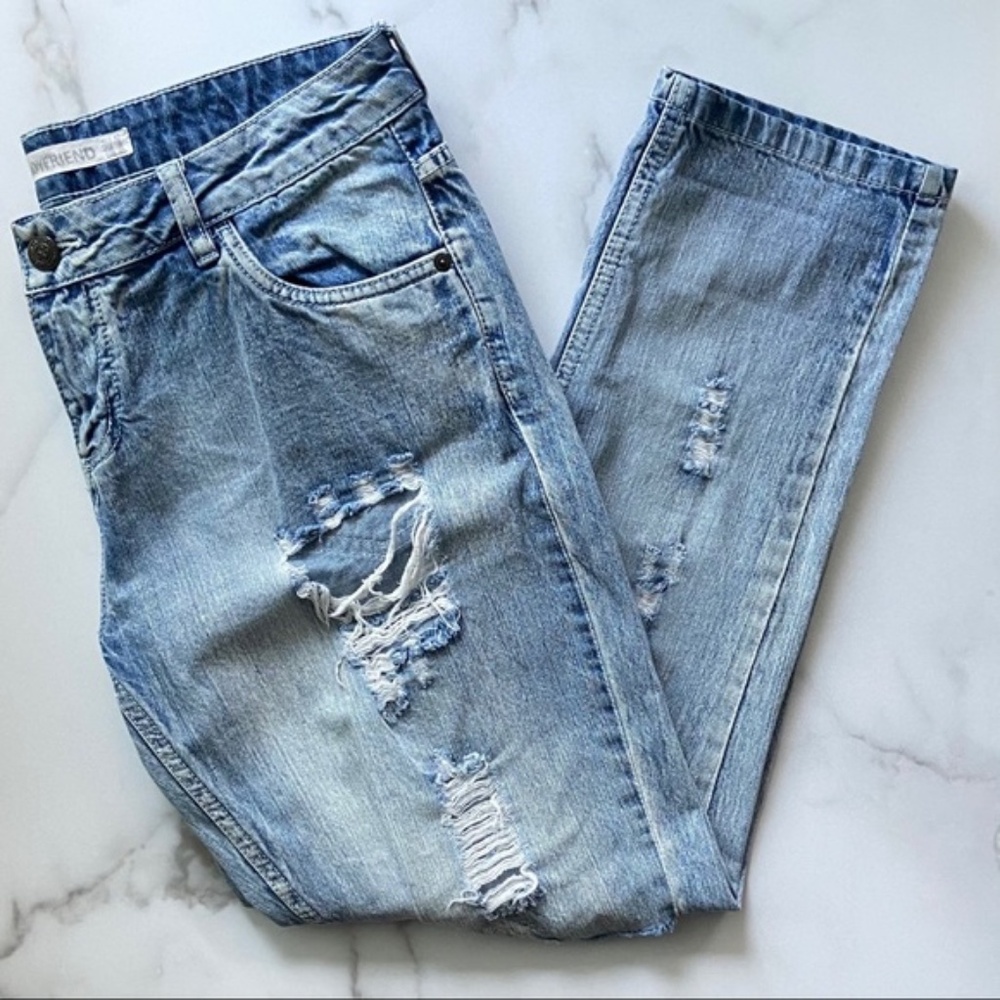 Factorie Light Wash Distressed Boyfriend Jeans Size 8